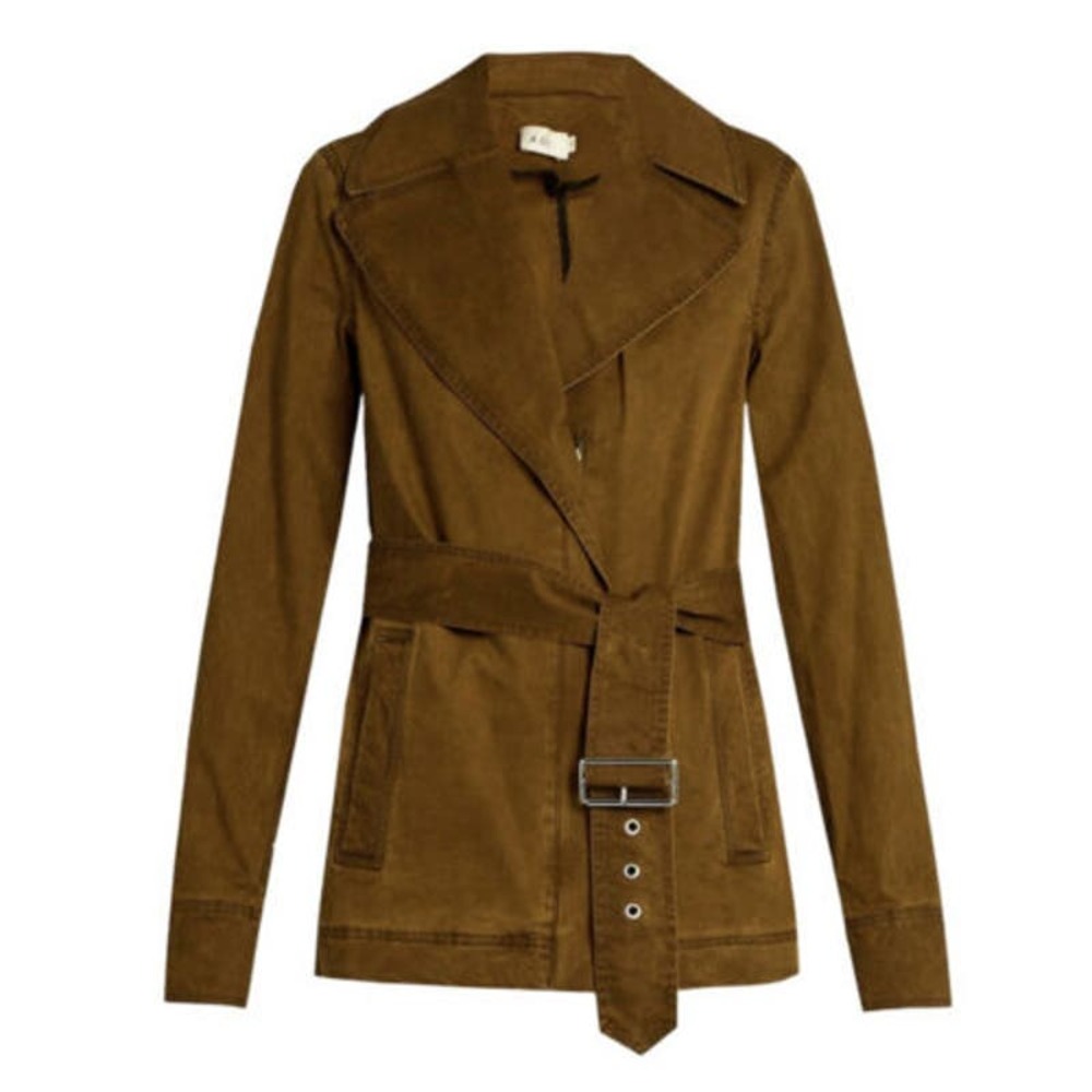 A.L.C.  Jacket Wills Gabardine Belted Olive Green Army Green Military Cotton